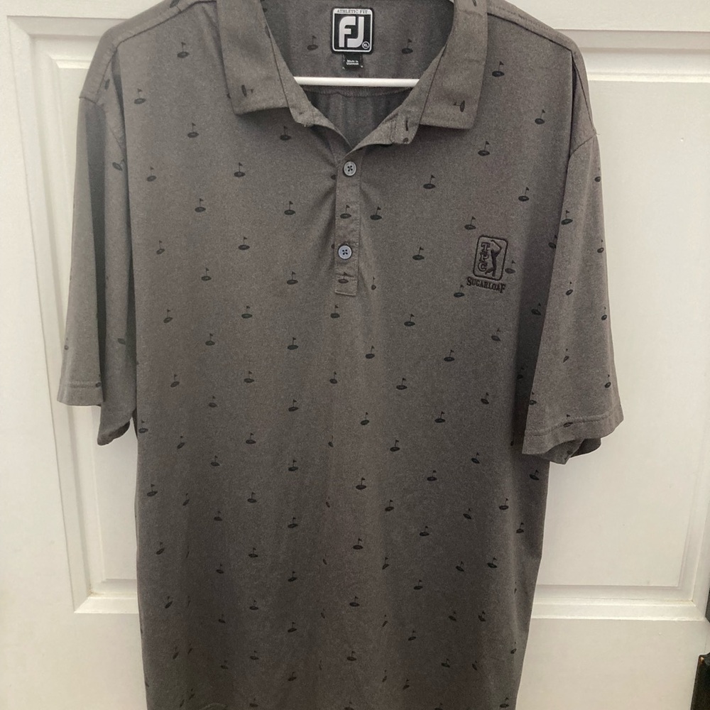 FootJoy Patterned Gray TPC Sugarloaf Polo with Subtle Patterns